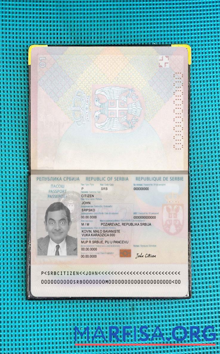 Realistic Serbia passport 2018 present photo look template